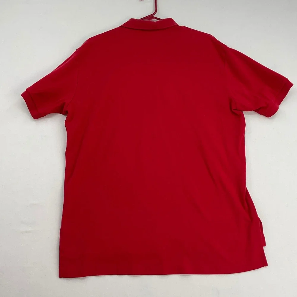 Polo Ralph Lauren Mens Large Red Short Sleeve Cotton Polo‎ Shirt Navy Blue Pony